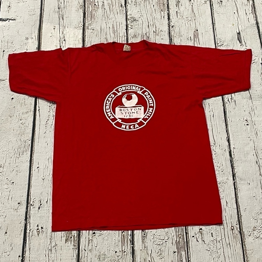 Vintage 1980s Boston Stone Red 80s Travel Tourism Crewneck Tee Top Shirt